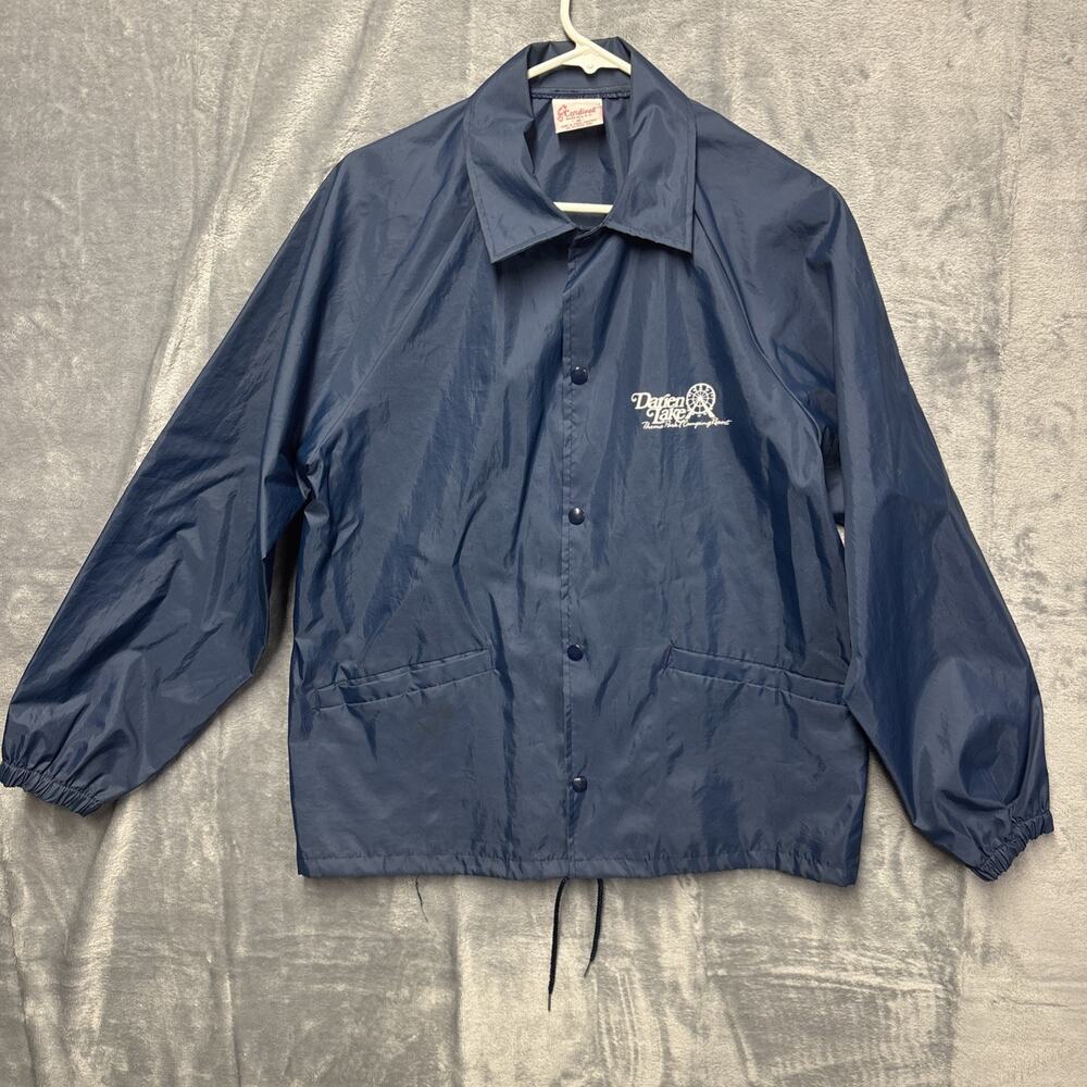 Darien Lake Buffalo Windbreaker Jacket Work Vintage Retro Navy Medium